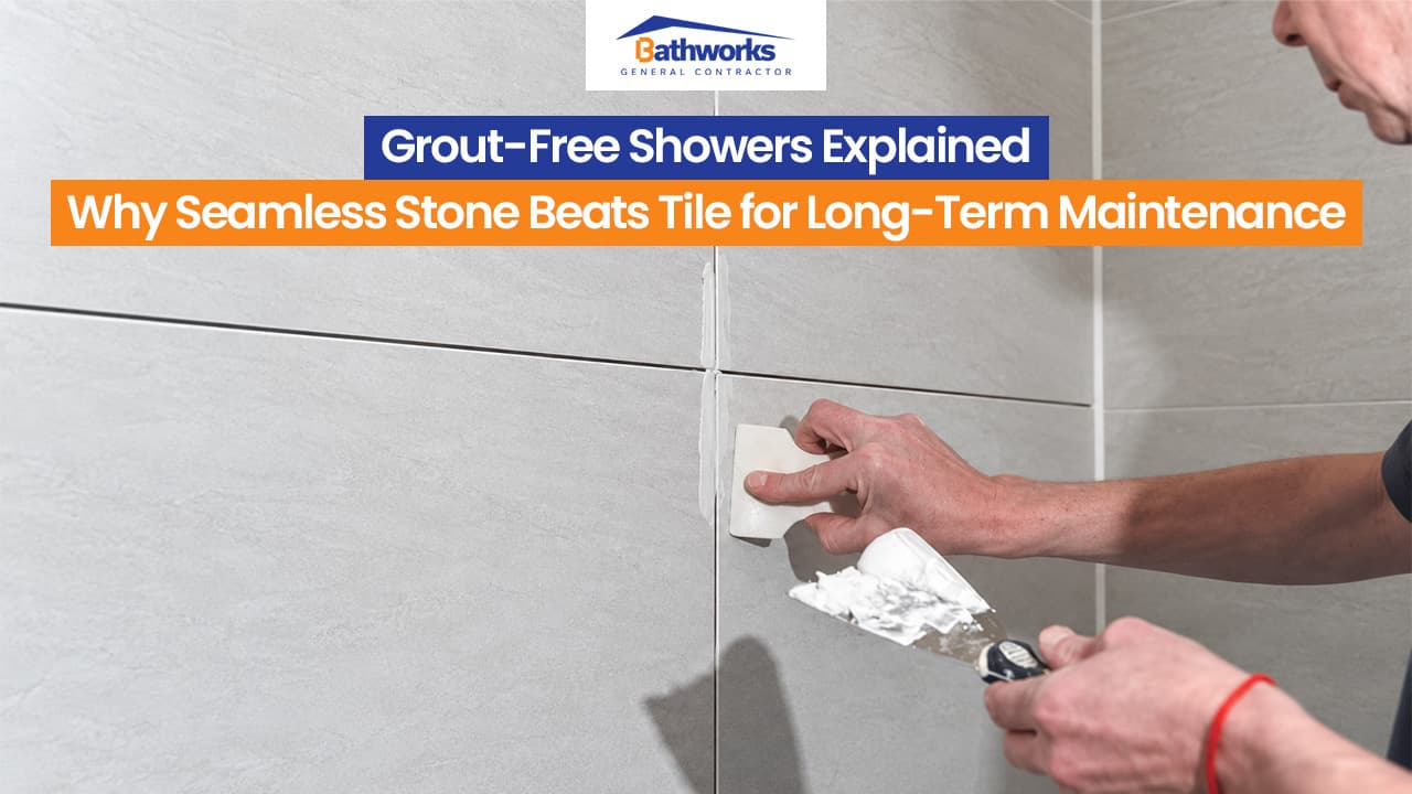 Seamless cultured-stone shower walls with a clean, grout-free finish